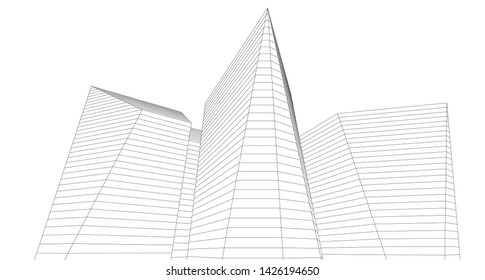 
abstract architecture 3d illustration sketch