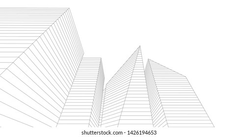 
abstract architecture 3d illustration sketch