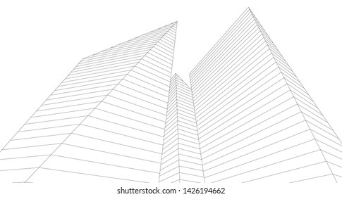 
abstract architecture 3d illustration sketch