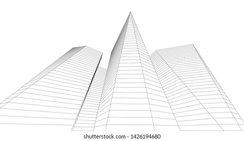 
abstract architecture 3d illustration sketch