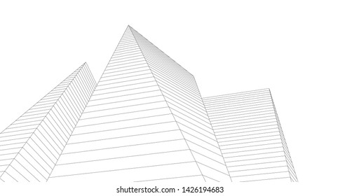 
abstract architecture 3d illustration sketch
