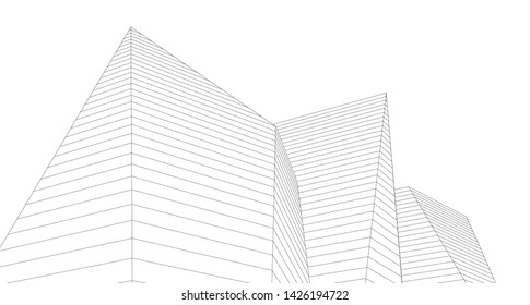 
abstract architecture 3d illustration sketch
