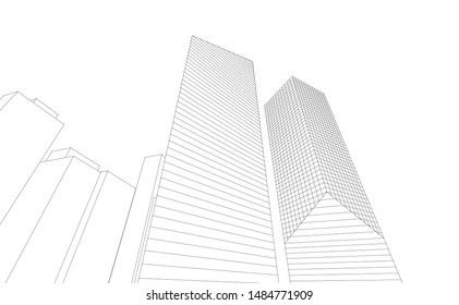 
abstract architecture 3d illustration sketch