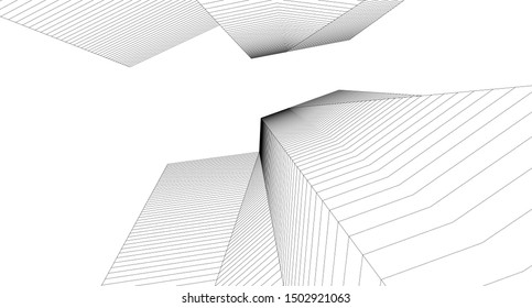 abstract architecture 3d illustration sketch