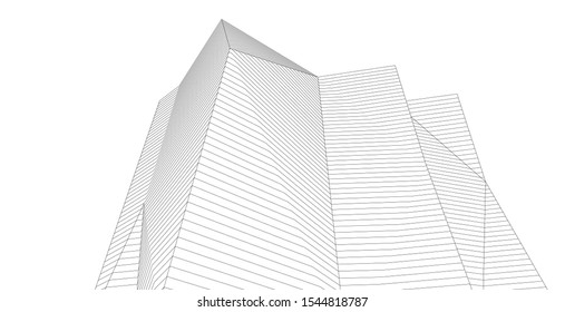 abstract architecture 3d illustration sketch
