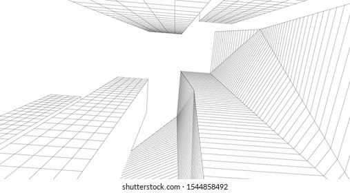 abstract architecture 3d illustration sketch