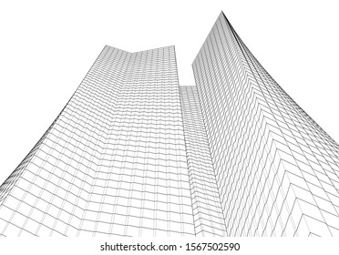 abstract architecture 3d illustration sketch
