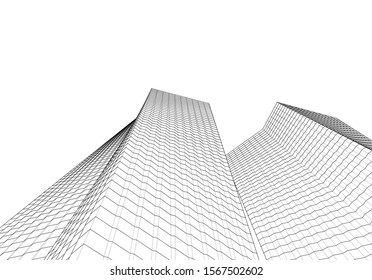 abstract architecture 3d illustration sketch