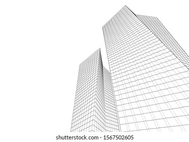 abstract architecture 3d illustration sketch