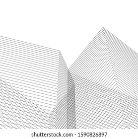 abstract architecture 3d illustration sketch
