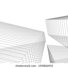 abstract architecture 3d illustration sketch