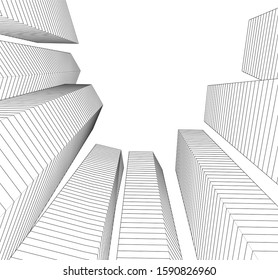 abstract architecture 3d illustration sketch