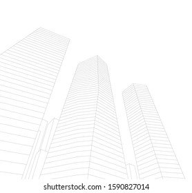 abstract architecture 3d illustration sketch