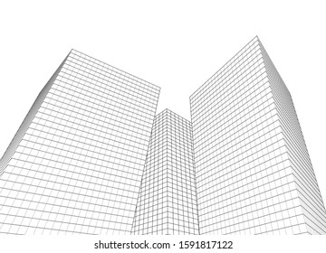abstract architecture 3d illustration sketch