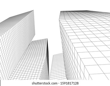 abstract architecture 3d illustration sketch