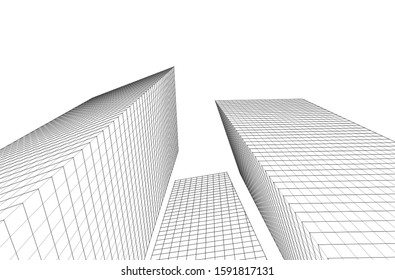 abstract architecture 3d illustration sketch