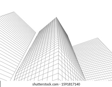 abstract architecture 3d illustration sketch