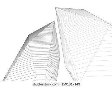 abstract architecture 3d illustration sketch