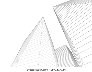 abstract architecture 3d illustration sketch