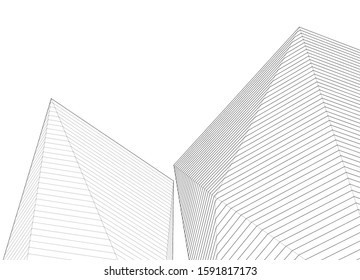 abstract architecture 3d illustration sketch