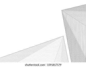 abstract architecture 3d illustration sketch