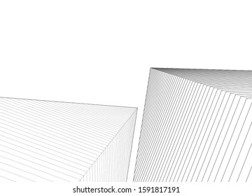 abstract architecture 3d illustration sketch