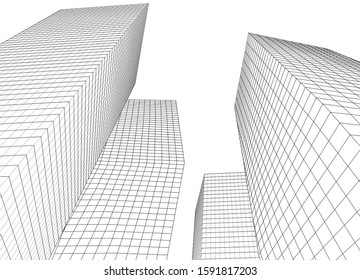 abstract architecture 3d illustration sketch