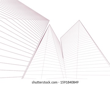 abstract architecture 3d illustration sketch