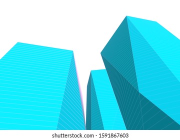 abstract architecture 3d illustration sketch