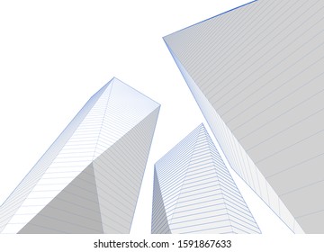 abstract architecture 3d illustration sketch