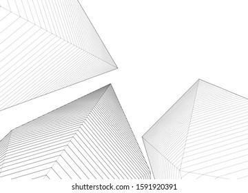 abstract architecture 3d illustration sketch