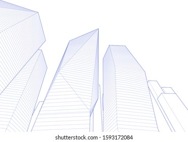 abstract architecture 3d illustration sketch