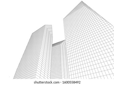 abstract architecture 3d illustration sketch