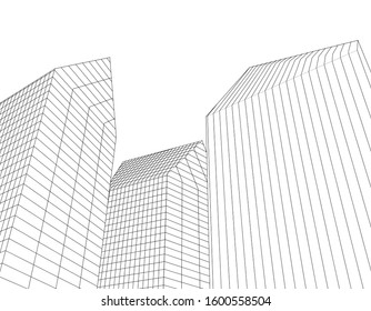 abstract architecture 3d illustration sketch