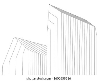 abstract architecture 3d illustration sketch