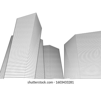 abstract architecture 3d illustration sketch