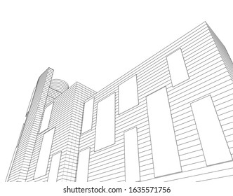 abstract architecture 3d illustration sketch