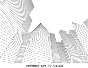 abstract architecture 3d illustration sketch