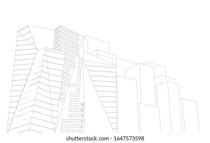 abstract architecture 3d illustration sketch