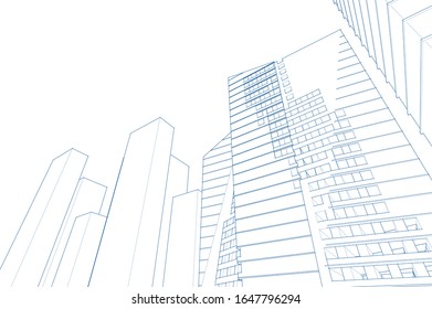 abstract architecture 3d illustration sketch