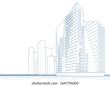 abstract architecture 3d illustration sketch
