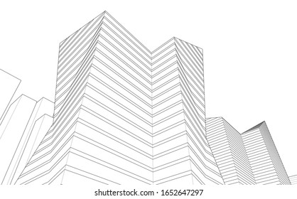 abstract architecture 3d illustration sketch