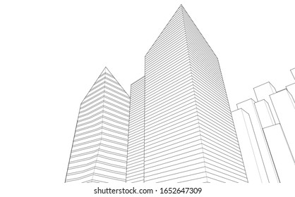 abstract architecture 3d illustration sketch