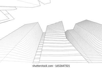 abstract architecture 3d illustration sketch