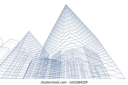 
abstract architecture 3d illustration sketch