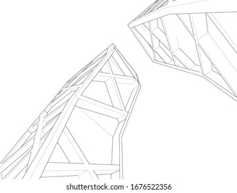 abstract architecture 3d illustration sketch