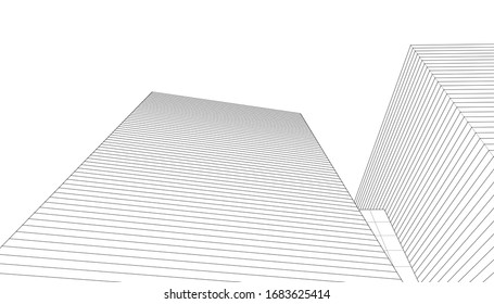abstract architecture 3d illustration sketch