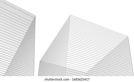 abstract architecture 3d illustration sketch