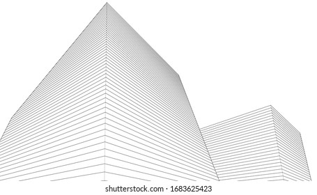 abstract architecture 3d illustration sketch