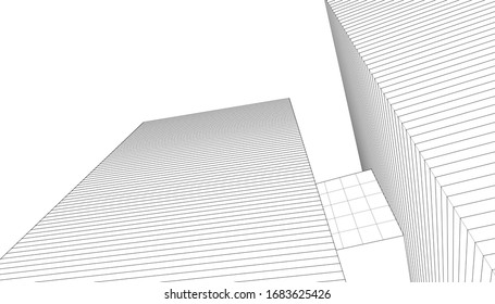 abstract architecture 3d illustration sketch
